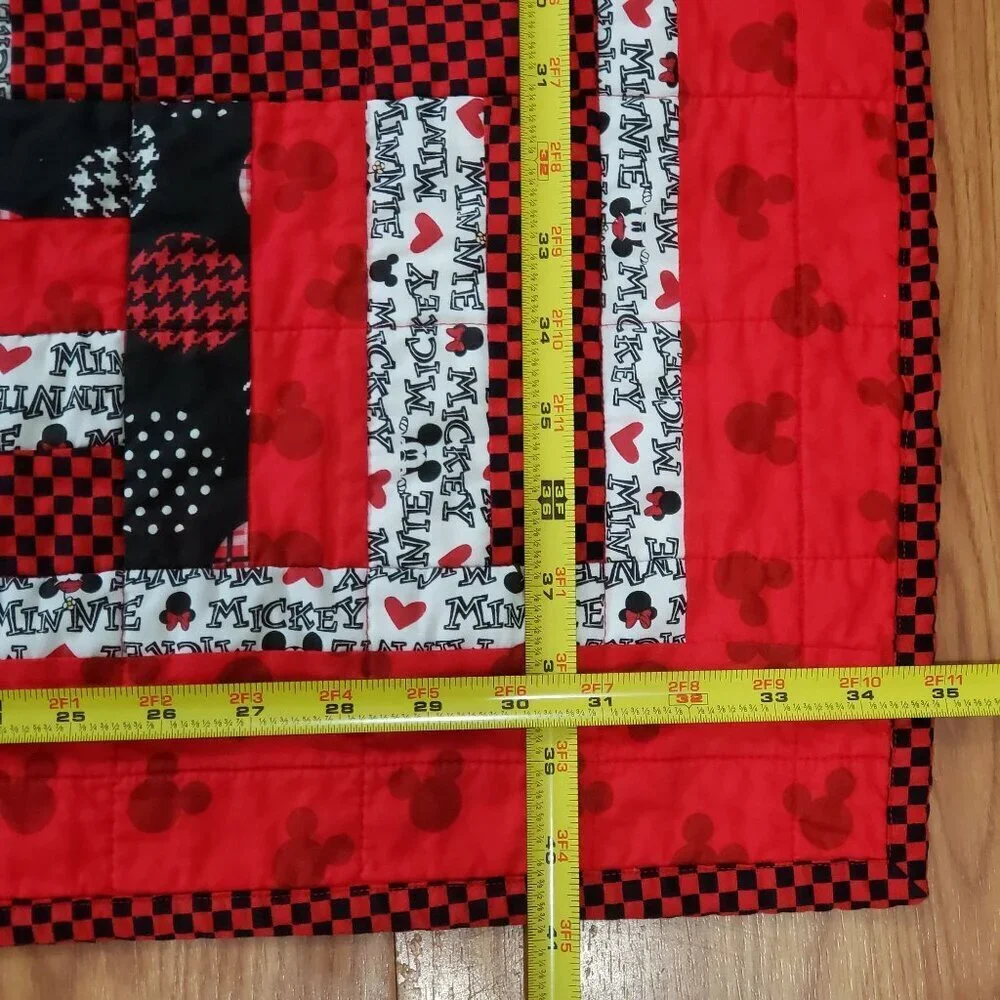 Handmade Mickey Minnie‎ Mouse Patchwork Crib Wall Quilt Throw Blanket 35